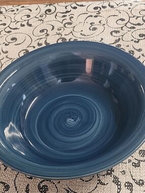 Citrus Grove Blue Swirl  Glazed Ceramic Bowl